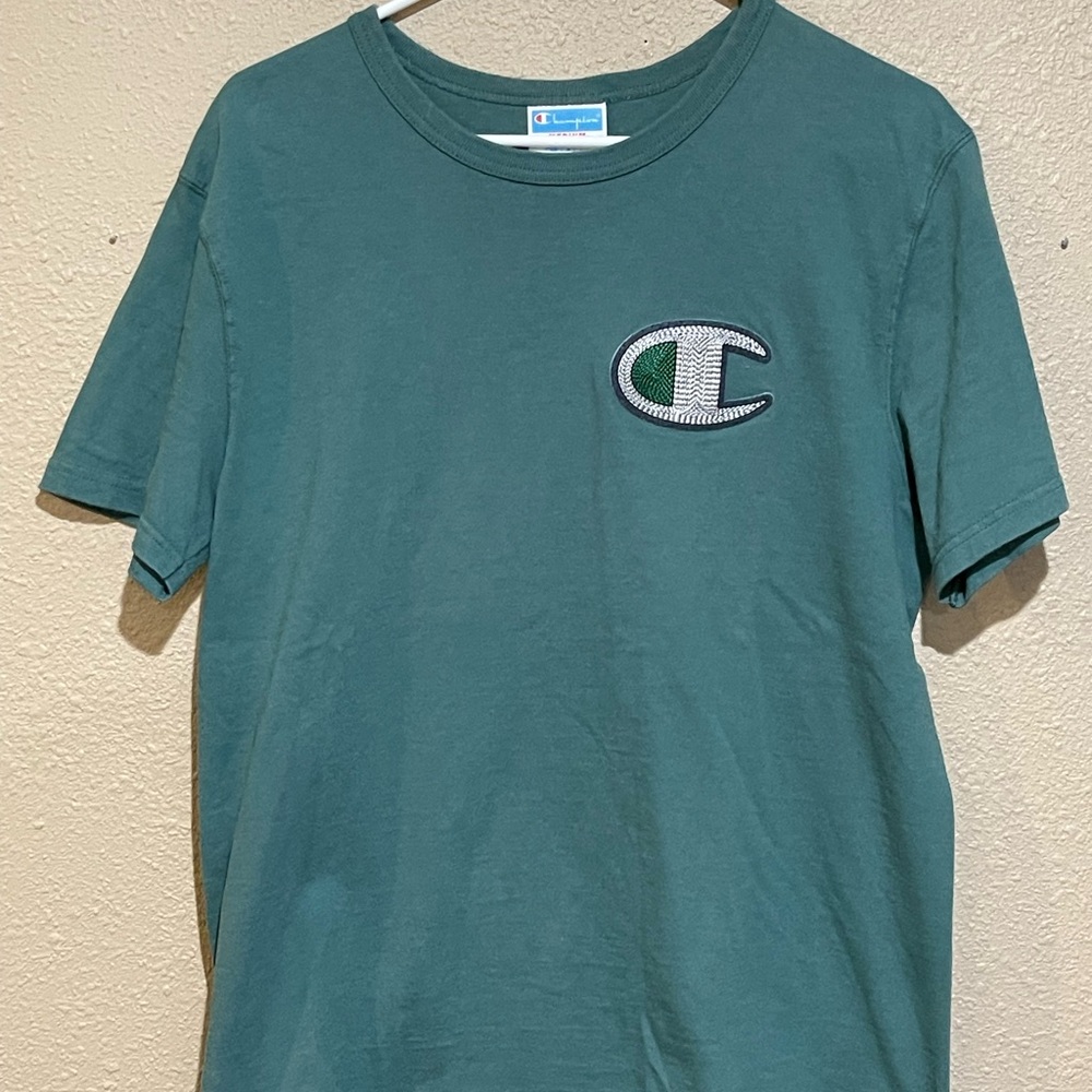 Champion Teal Crewneck with Embroidered Logo